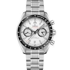 44.25 Speedmaster Racing Watch with White Dial in Stainless Steel, Bracelet