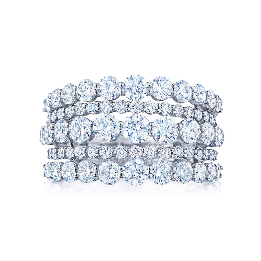 Lyric 2.91ct Diamond 5 Row Ring  in 18K White Gold, size 6