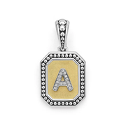 Signature Caviar 0.05ct Diamond Octagon Initial "A" Pendant in 18K Yellow Gold and Sterling Silver, without chain