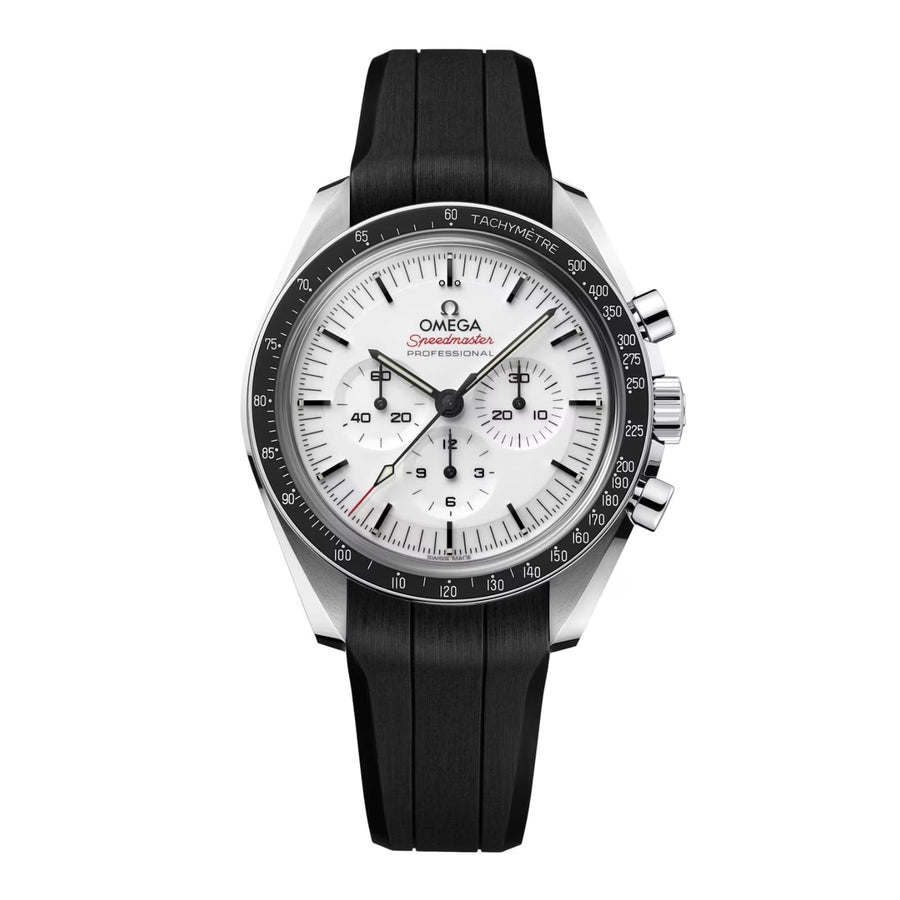 42mm Speedmaster Moonwatch Professional Watch with White Dial in Stainless Steel, Strap