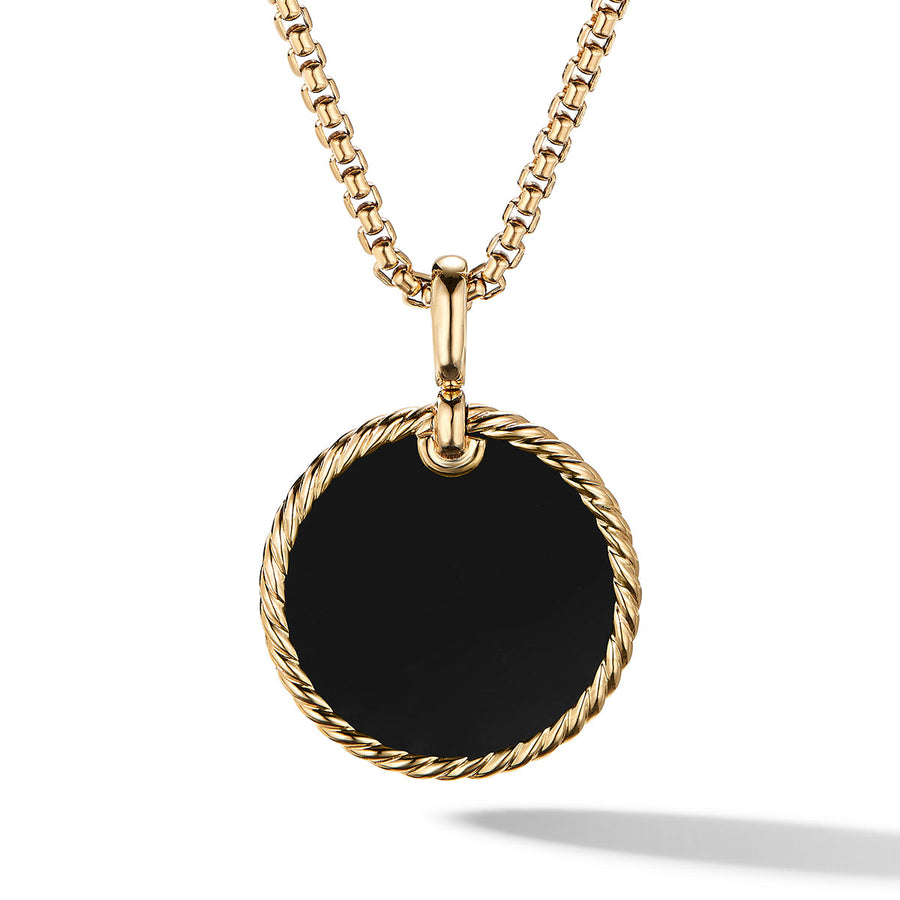 Disc Pendant in 18K Yellow Gold with Black Onyx Reversible to Mother of Pearl