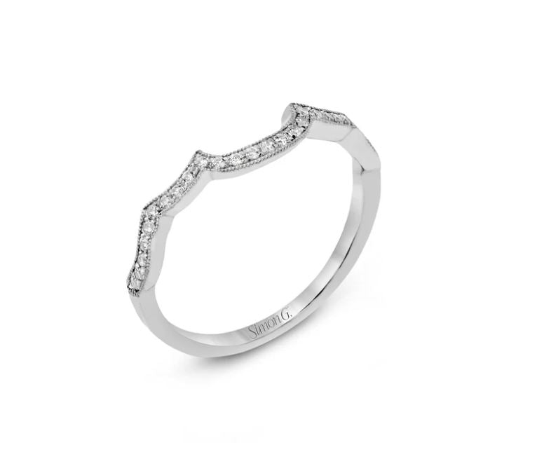 Diamond Partway Band in 18K White Gold, Size 6.5