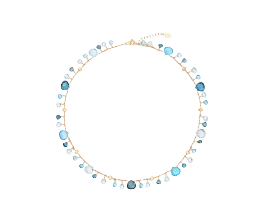 Paradise Mixed Blue Topaz Necklace in 18K Yellow Gold, 17"