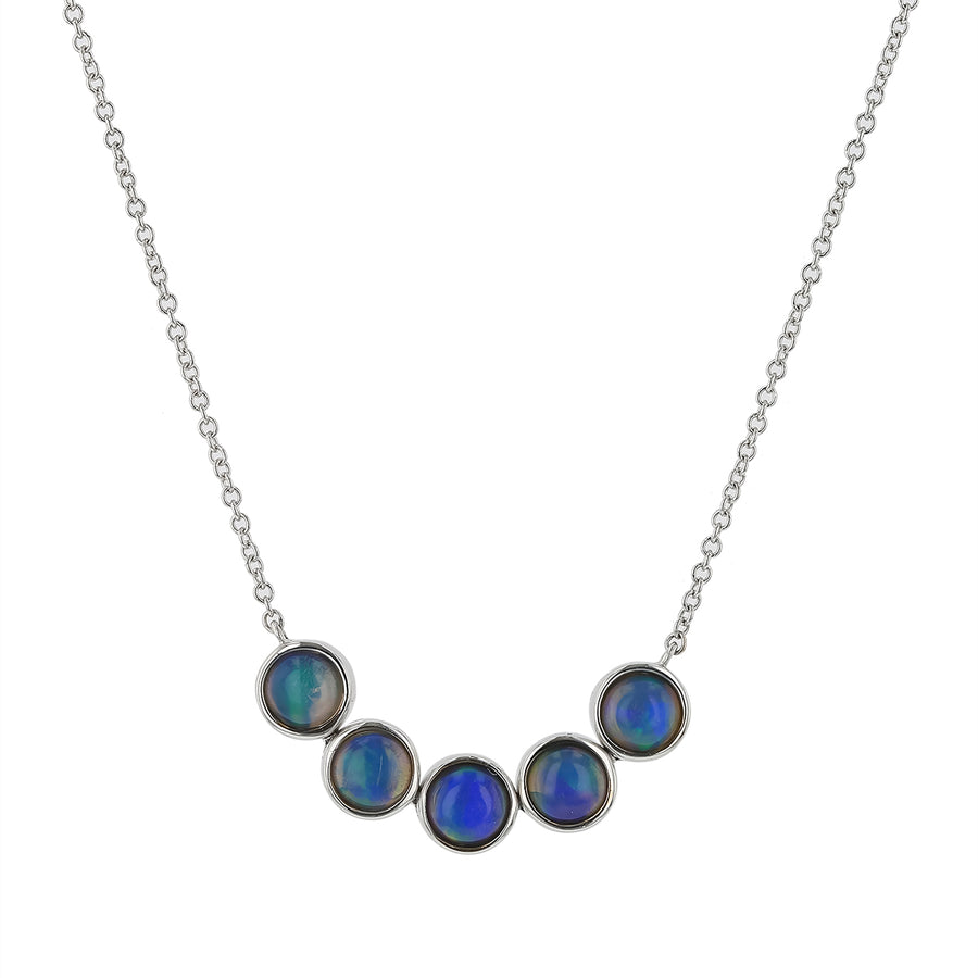 0.76ct Opal Bezel Necklace in 14K White Gold, 18in