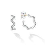 Caviar Spark 1.02ct Diamond Wave Hoop Earrings in Sterling Silver