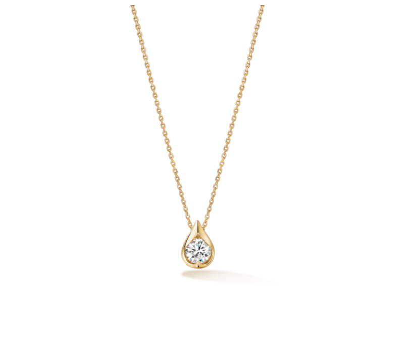 LU Droplet 0.20-0.25ct Diamond Pendant in 18K Yellow Gold, 17" chain