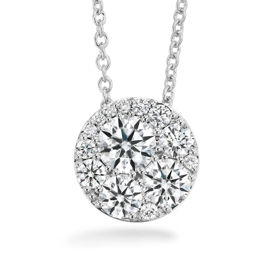 Tessa 1.50-1.57Ct Diamond GH/VS-SI Cluster Pendant on Chain in 18k White Gold, 18inch