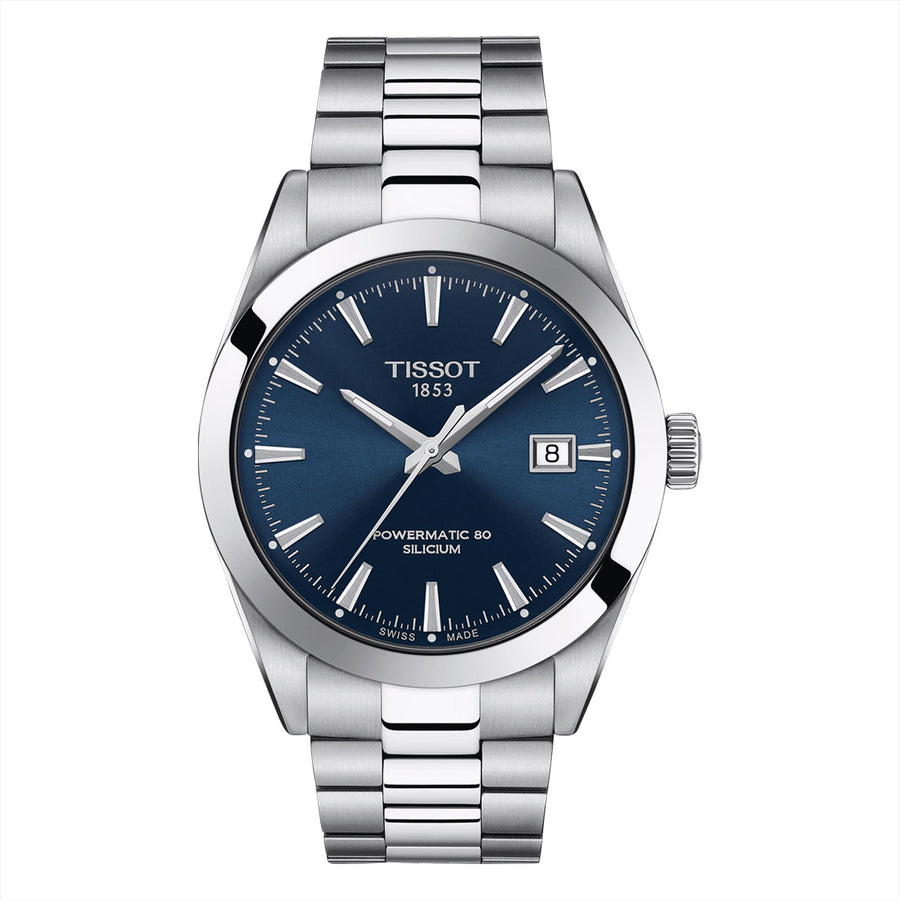 40mm Gentleman Powermatic 80 Silicium Watch with Blue Dial in Stainless Steel, Bracelet