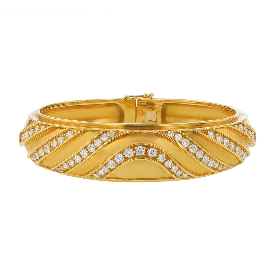 2.52ct Diamond Hinged Bangle Bracelet in 18K Yellow Gold