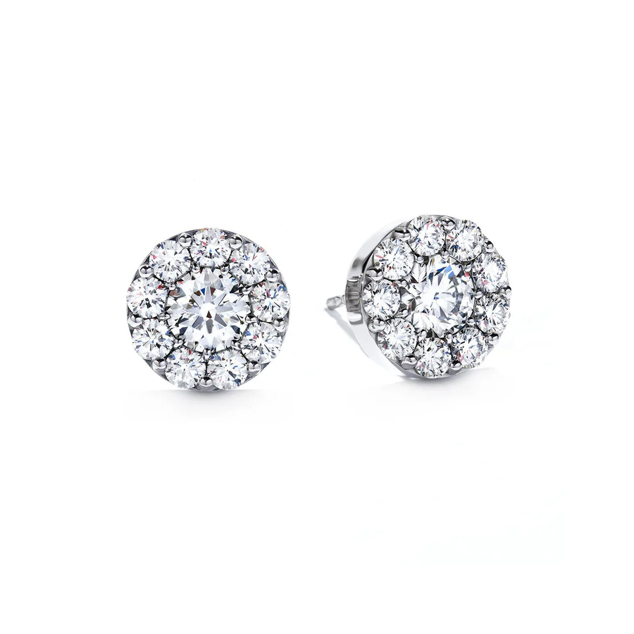 Fulfillment Diamond Halo Stud Earrings in 18K White Gold