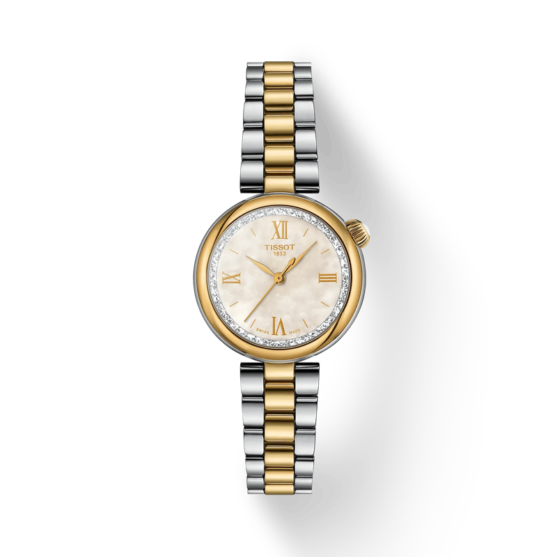 28mm Desir Watch with Mother of Pearl Dial in Stainless Steel with Yellow Gold PVD, Bracelet