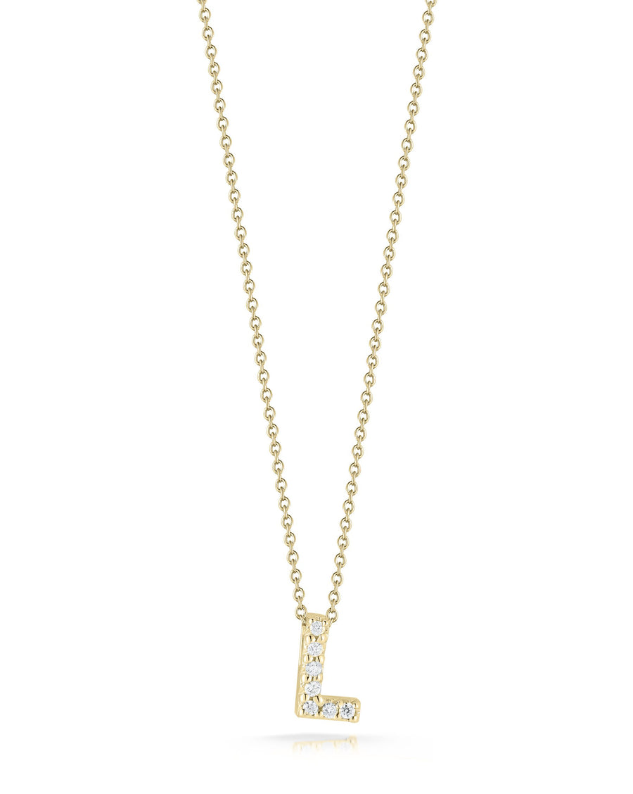 Tiny Treasures 0.03ct Diamond Love Letter "L" Pendant in 18K Yellow Gold, 16-18in
