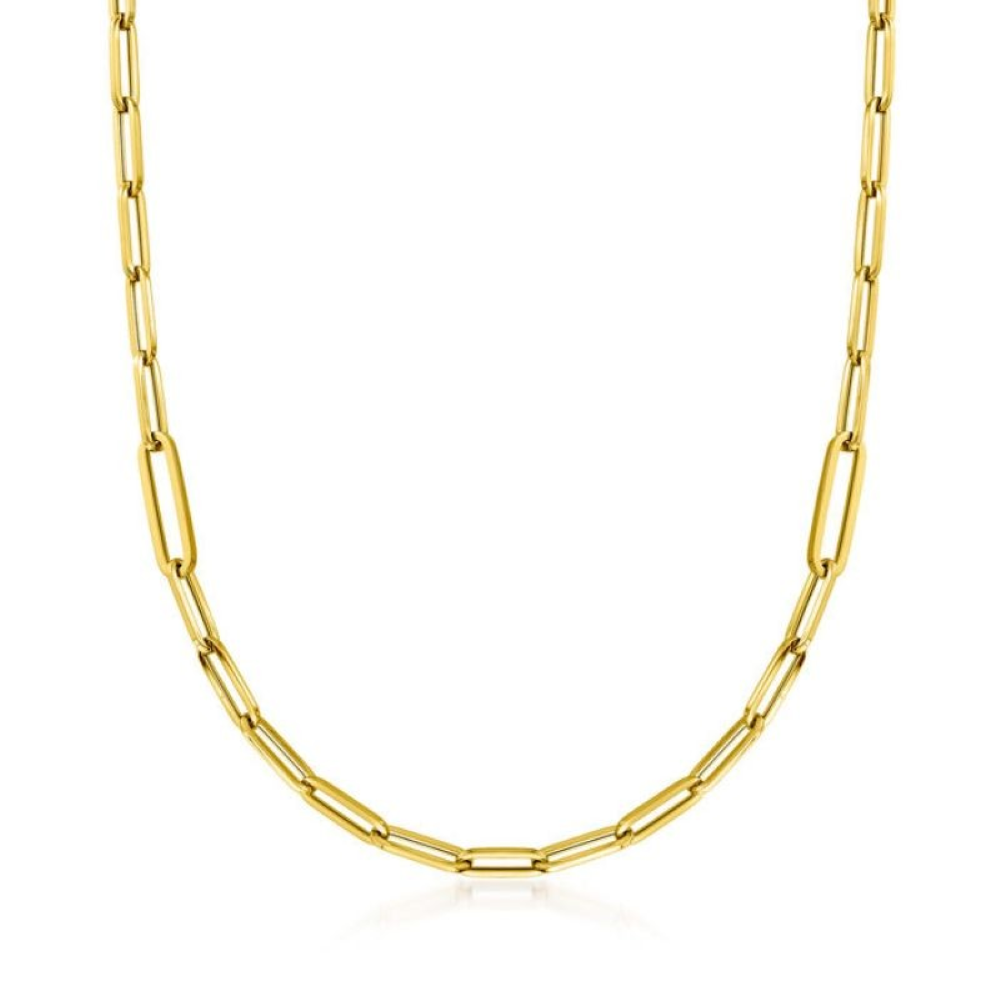 Alternating Paperclip Link Chain in 18K Yellow Gold, 17in