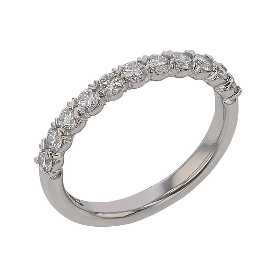 Silk 0.57ct Diamond Prong Partway Band in Platinum, Size 6