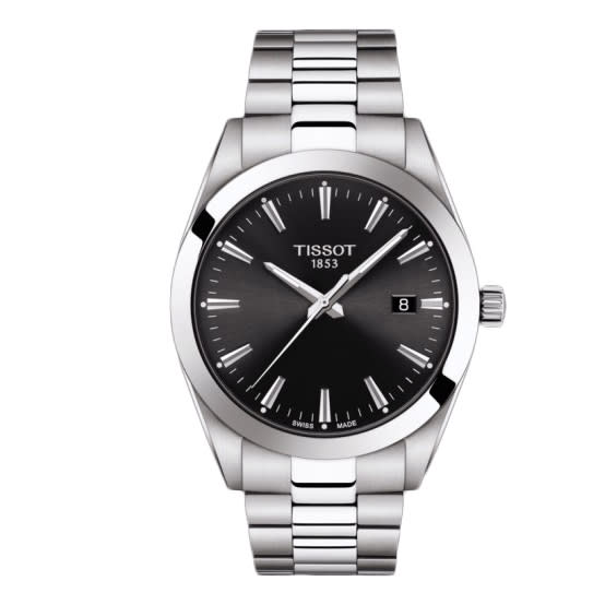 40mm Gentleman Quartz Watch with Black Dial in Stainless Steel, Bracelet
