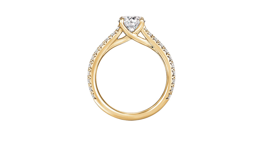 Vela Cathedral 1.01ct Round Brilliant Diamond Ring in 18K Yellow Gold, size 6.5