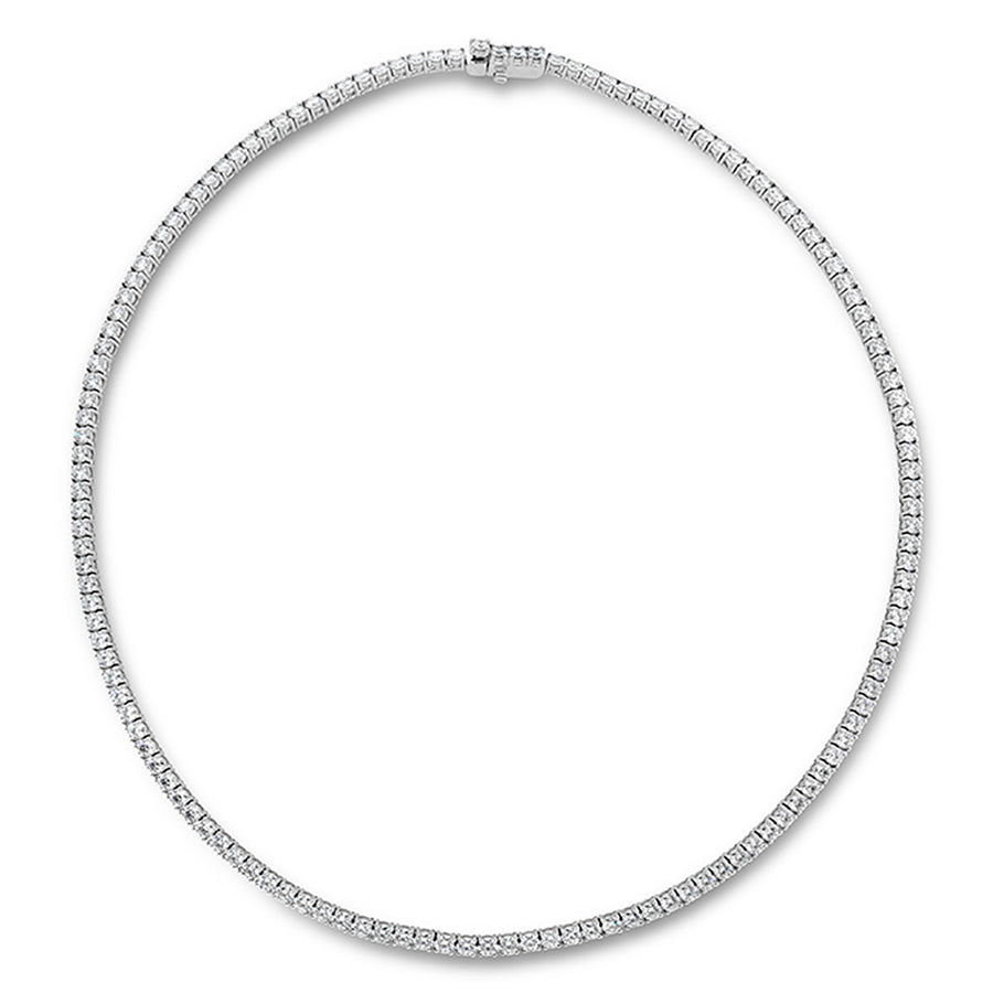 HOF Signature 16.47-17.25ct Diamond Uniform Line Necklace in 18K White Gold, 18"