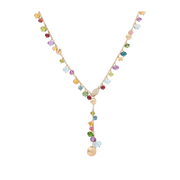 Africa 0.10ct Diamond Mixed Gemstone Lariat Necklace in 18K Yellow Gold