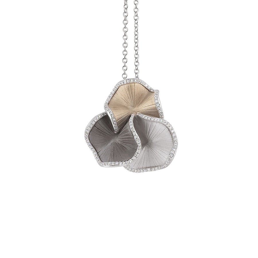 Sultana 0.44ct Diamond Pendant in Tri-Color 18K White Ice, Natural Beige an Black Lava Gold, 16-17" chain