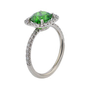 2.54ct Round Kenyan Tsavorite 0.34ct Full Cut Diamonds Halo Ring in Platinum Size 6.5