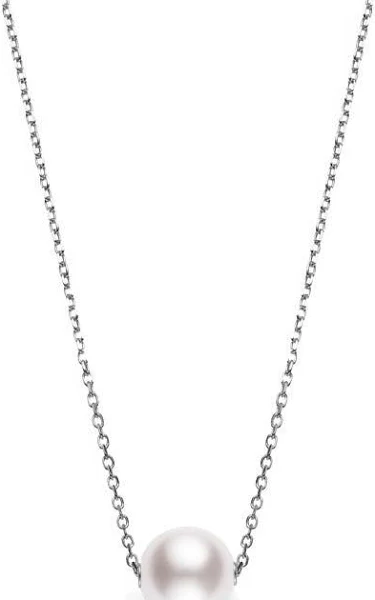 8mm A+ Akoya Pearl Pendant in 18K White Gold, 18" chain