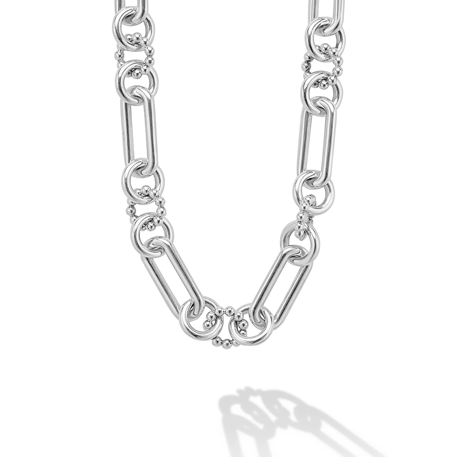 Signature Caviar 15mm Link Necklace in Sterling Silver, 18"