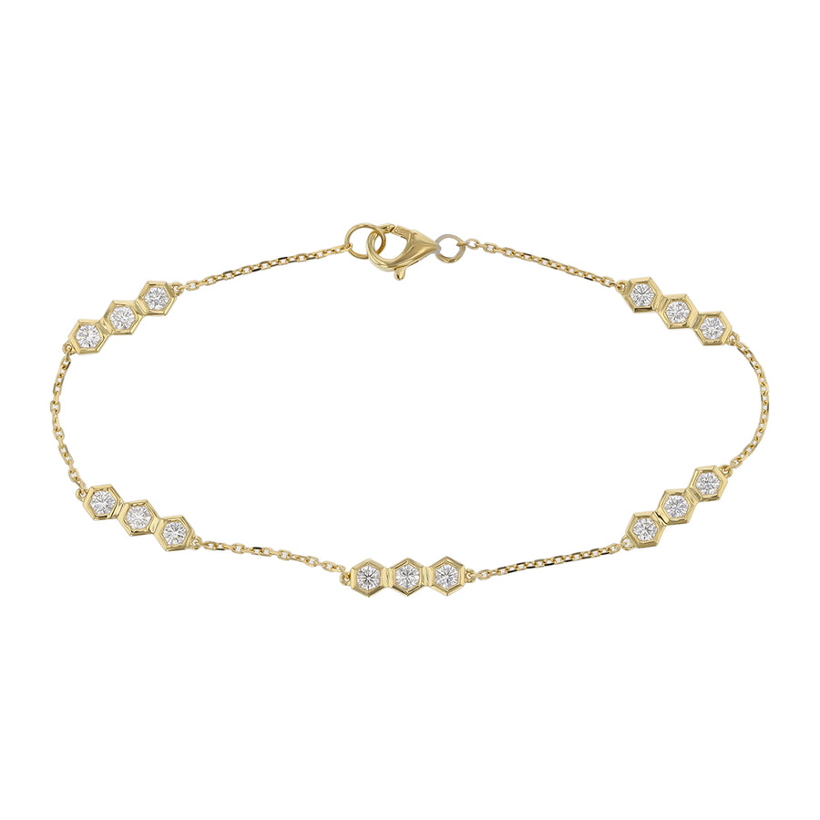 Diamond 5 Station Bracelet in 18K Yellow Gold, 6.5in