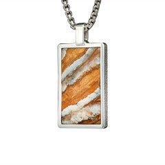 Mammoth Shift Tooth Inlay Dog Tag Pendant in Sterling Silver, 22in