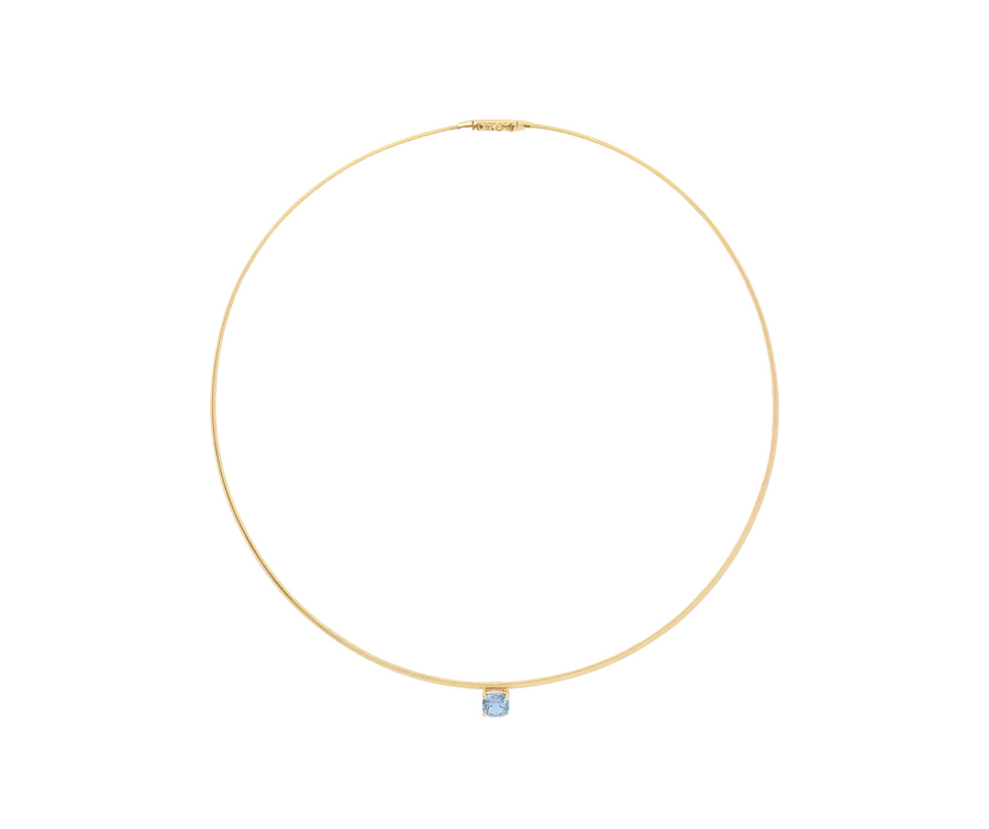 Masai Aquamarine Necklace in 18K Yellow Gold, 16"