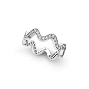 Caviar Spark 0.68ct Diamond Wave Eternity Ring in Sterling Silver, size 7