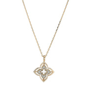 Venetian Princess Pirouette 0.15ct Diamond and 1.35ct Mother of Pearl Flower Pendant in 18K Rose Gold, 17" chain