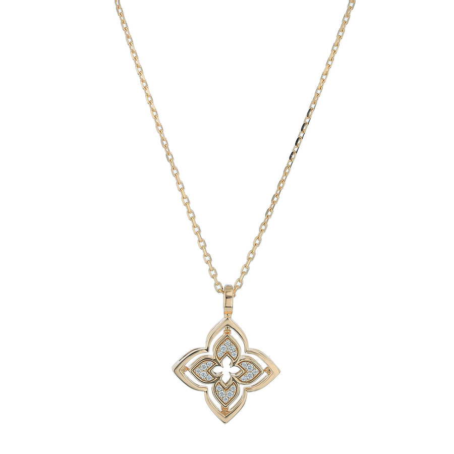 Venetian Princess Pirouette 0.15ct Diamond and 1.35ct Mother of Pearl Flower Pendant in 18K Rose Gold, 17" chain