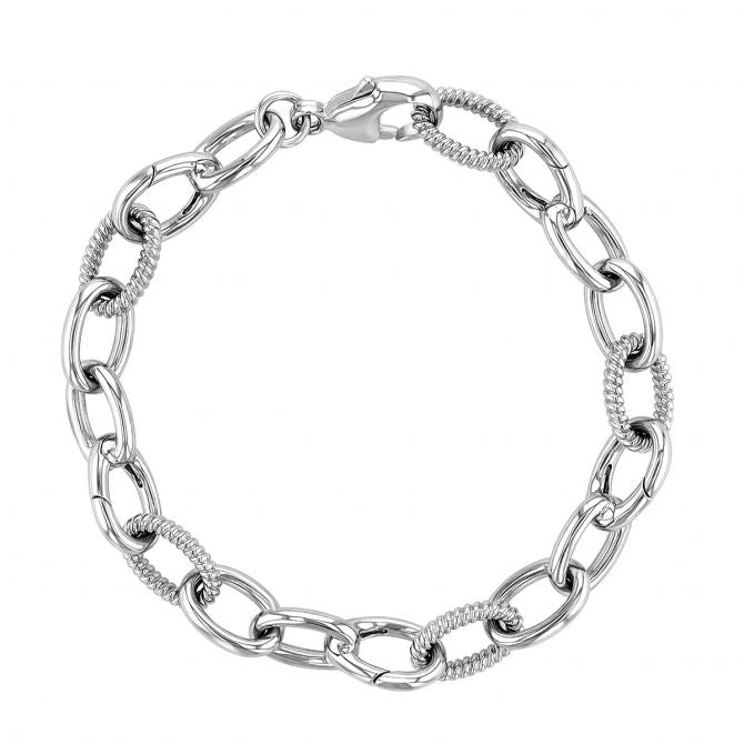 Charm Chain Bracelet in Sterling Silver, 7.5in