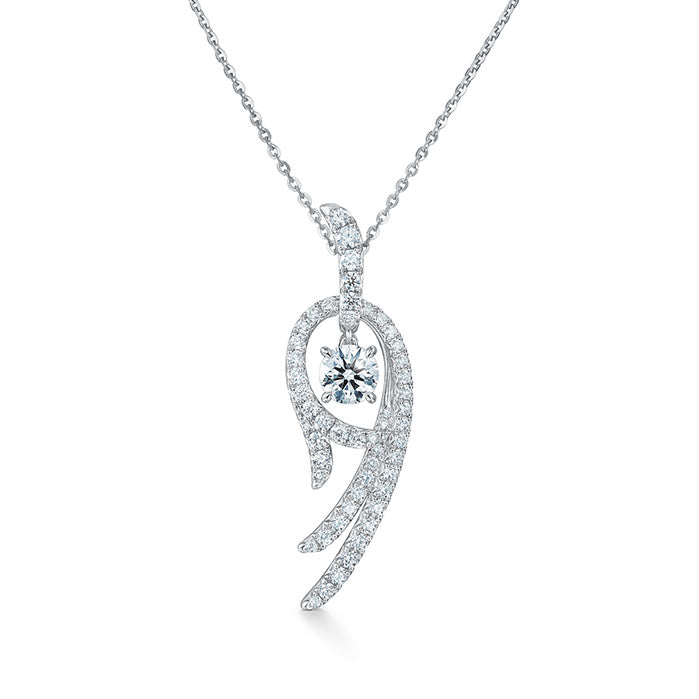 Vela Twisted 1.10Ct Diamond Twisted Pendant on Chain in 18K White Gold, 18" chain