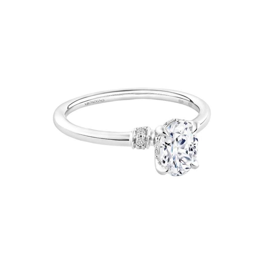 0.07ct Diamond Ring Semi Mount in Platinum for 0.75ct Oval Center