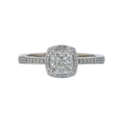 1.01ct Cushion Diamond and 0.25ct Diamond Halo Ring in 14K White Gold, size 6