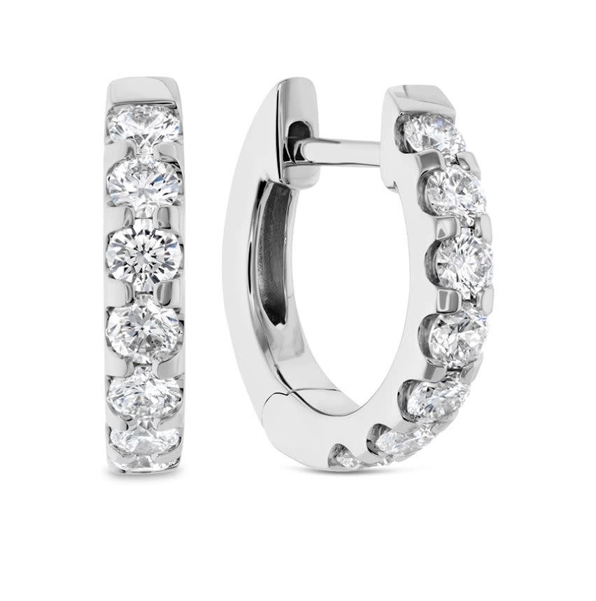 Odessa 0.49-0.57ct Diamond Huggie Hoop Earrings in 18K White Gold