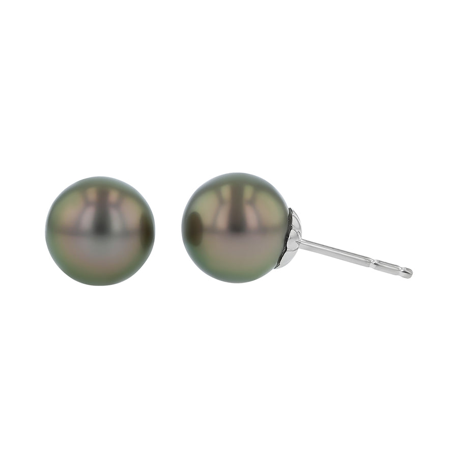 Mikimoto 9-9.5mm Tahitian Pearl Stud Earrings in 18K White Gold
