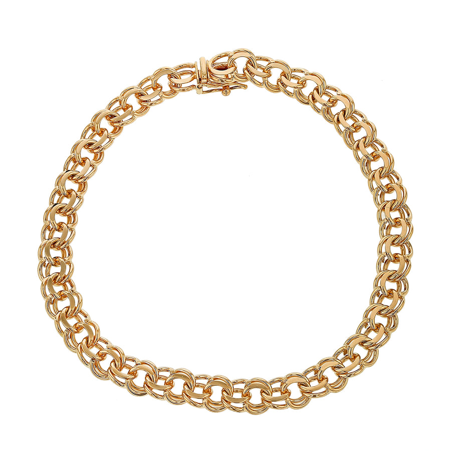 6.3mm Double Charm Bracelet in 14K Yellow Gold, 7.5"