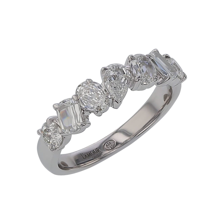 L'Amour 1.27ct Crisscut Multi Shaped Diamond Band in 14K White Gold, size 6.5