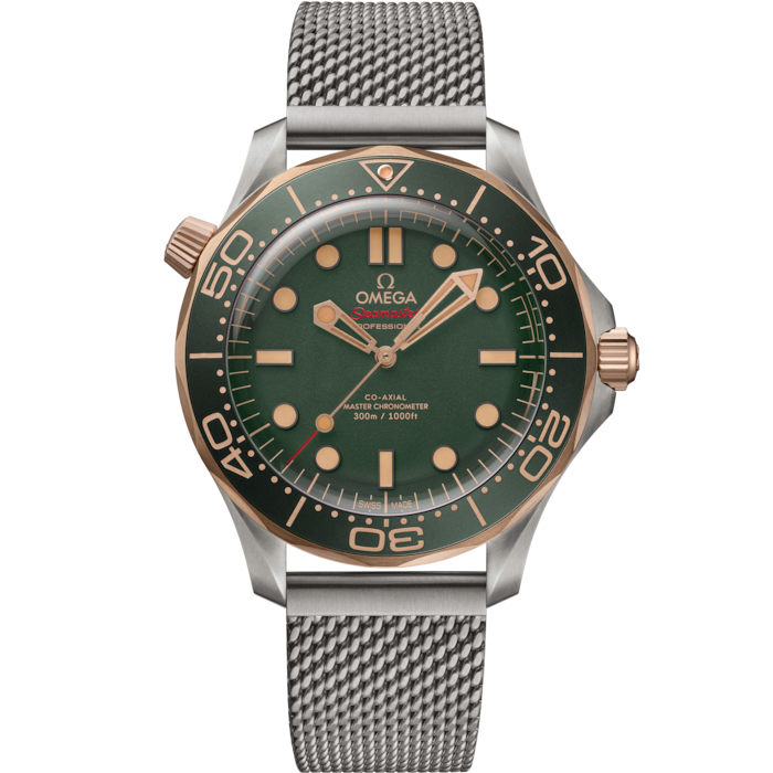 42mm Seamaster Diver 300M Watch with Green Dial in Titanium and Bronze Gold, Bracelet