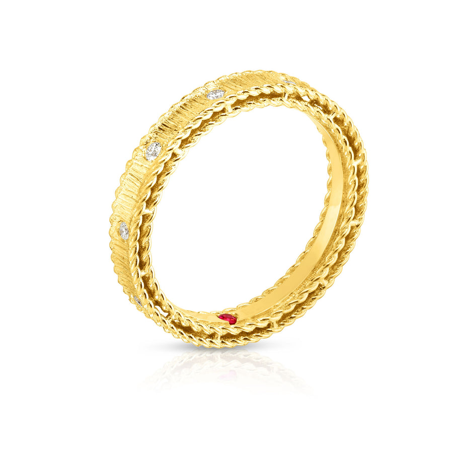 Princess Diamond Satin Band Ring in 18K Yellow Gold, Size 6.5