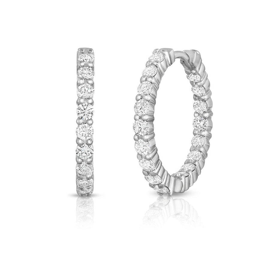 Perfect Diamond 1.95ct Diamond Inside Out Hoop Earrings in 18K White Gold