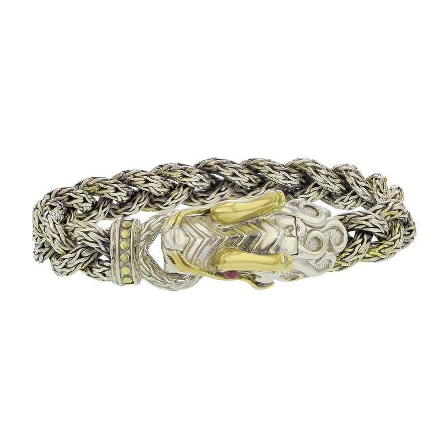 John Hardy Naga Ruby Bracelet in Sterling Silver and 18k Yellow Gold 7.25"