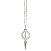 True North 0.07ct White Sapphire Compass Key Pendant in Sterling Silver, 16-17" chain
