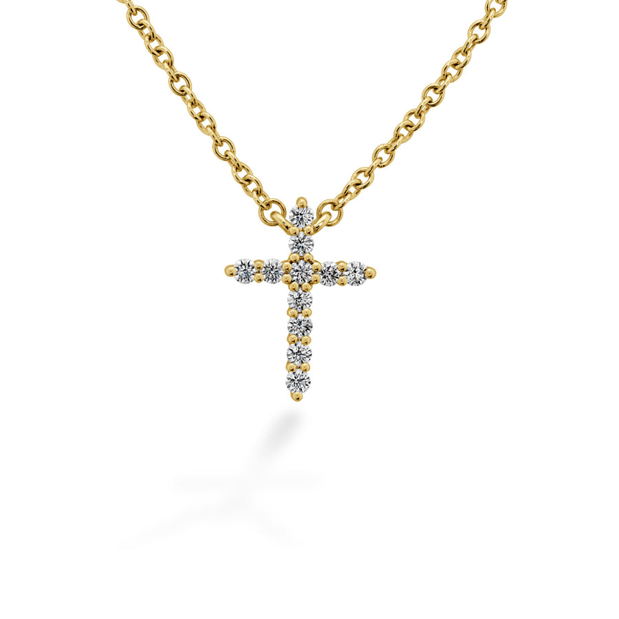 Signature Cross 0.09-0.13ct Diamond Pendant in 18K Yellow Gold, 18" chain