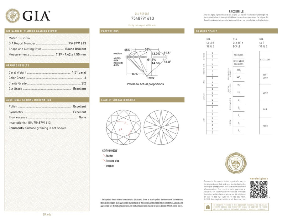 3.02ct Round Brilliant Diamond I/SI2 Inscribed GIA 4 Prong Stud Earrings in 14K White Gold