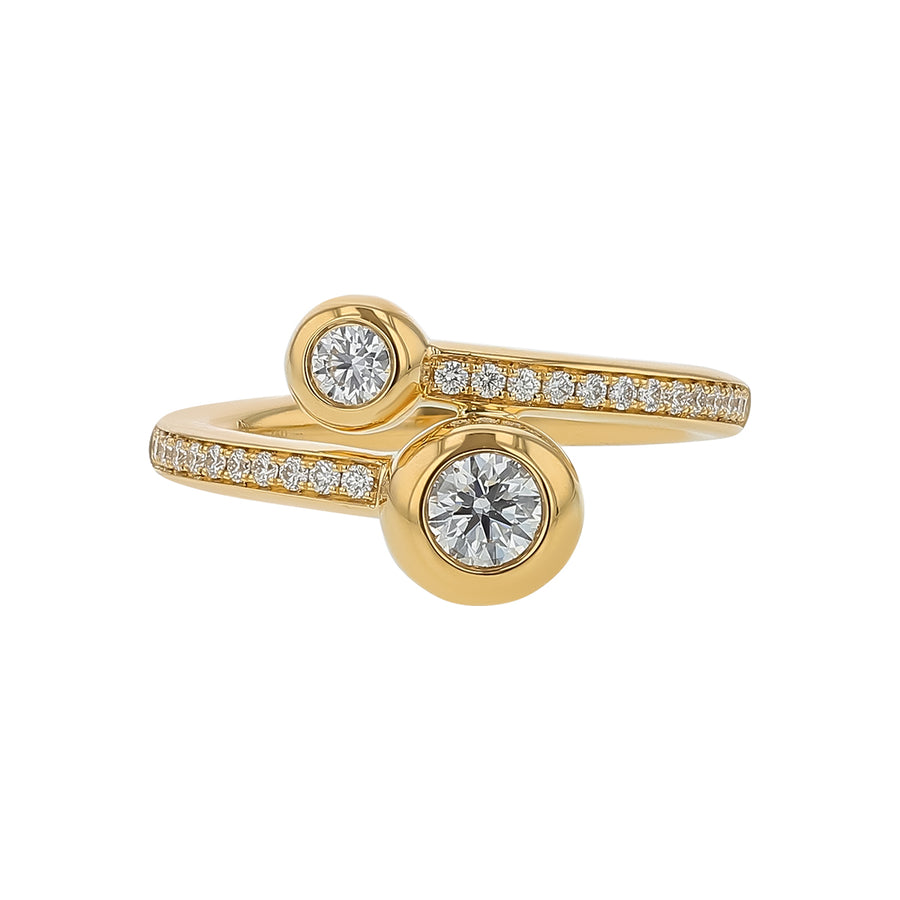 Dream 0.60ct Diamond Bypass Pave Ring in 18K Yellow Gold, size 6.5