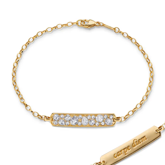 Carpe Diem Diamond Poesy Bracelet in 18K Yellow Gold, 7in