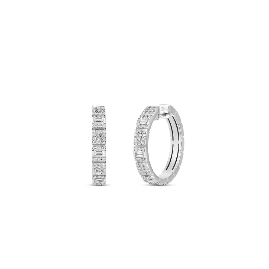 Obelisco 1.01ct Mixed Cut Diamond Hoop Earrings in 18K White Gold